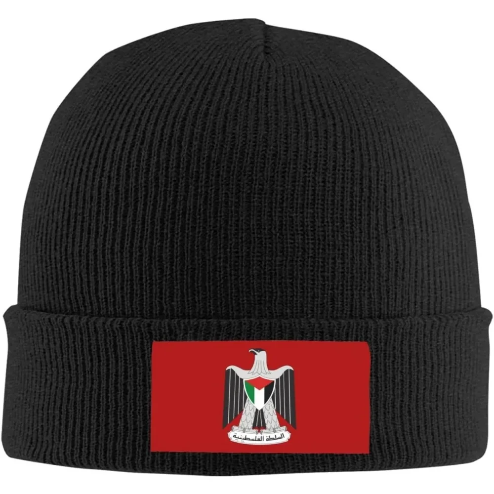 Coat of Arms of The Palestinian National Authority Knitted Hat Knitted Wool Cap - Velvet Patch Section,Soft and Skin-Friendly