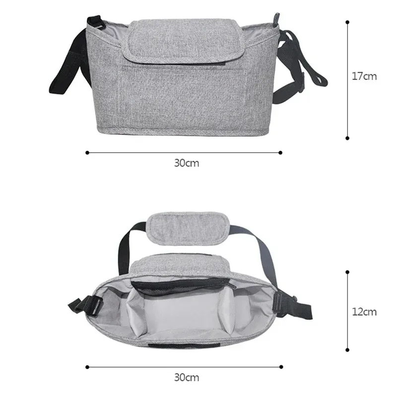Baby Mummy Stroller Bag Large Capacity Diaper Organizer with Cup Holder, Feeding Bottle Pockets & Hanging Storage for Travel