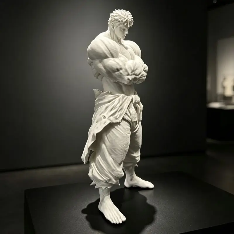 Street Fighter Long With Arms Folded Standing Figure 3D Printed White Mold Muscle Statue Desktop Decorative Item 20cm