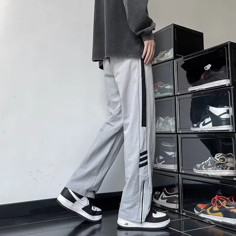 

Men's Cargo Pants Spring and Autumn American High Street Loose Straight Leg Casual Y2k Pants for Male Side Stripe Sweatpants