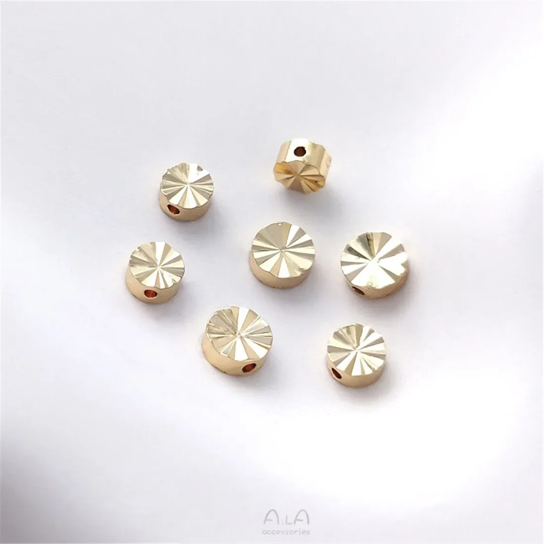 14k banhado a ouro dupla face flor divisória plana contas girassol bolo redondo diy pulseira orelha jóias acessórios materiais c166