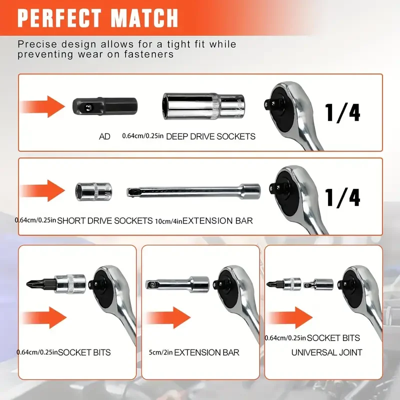 53pcs Home & Outdoor Repair Tool Kit with Quick Ratchet, Keys & Furniture Tools - Durable Carbon Steel in Multi-Tool Box