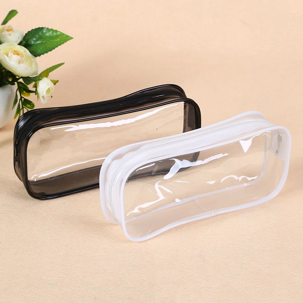 

2 pcs Pvc Pen Pouches Transparent Stationery Bags Durable Pencil Case Phone Coin Bag Multifunctional Storage Student