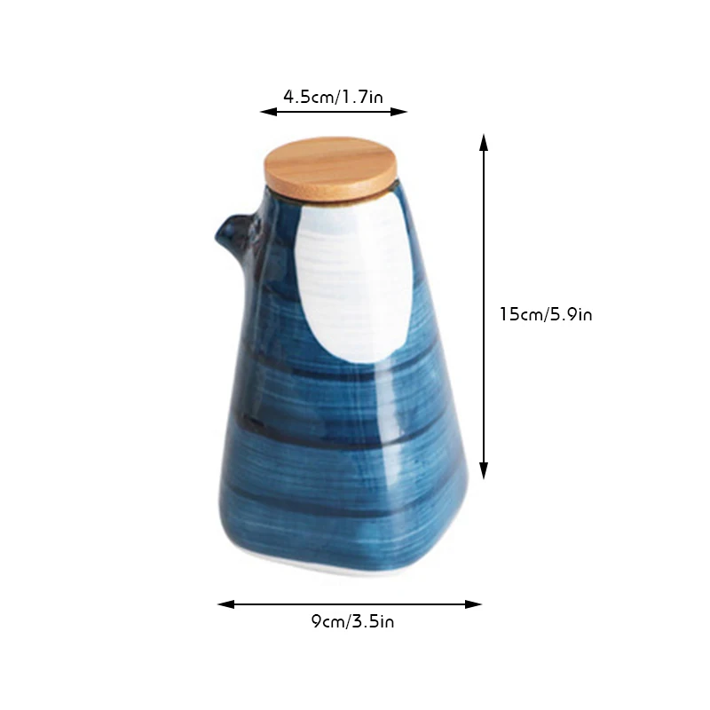 Hand-painted Ceramic Soy Sauce Bottle 220ML Vinegar Cruet Japanese Porcelain Oil Bottle Organic Kitchen Food Seasoning Dispenser