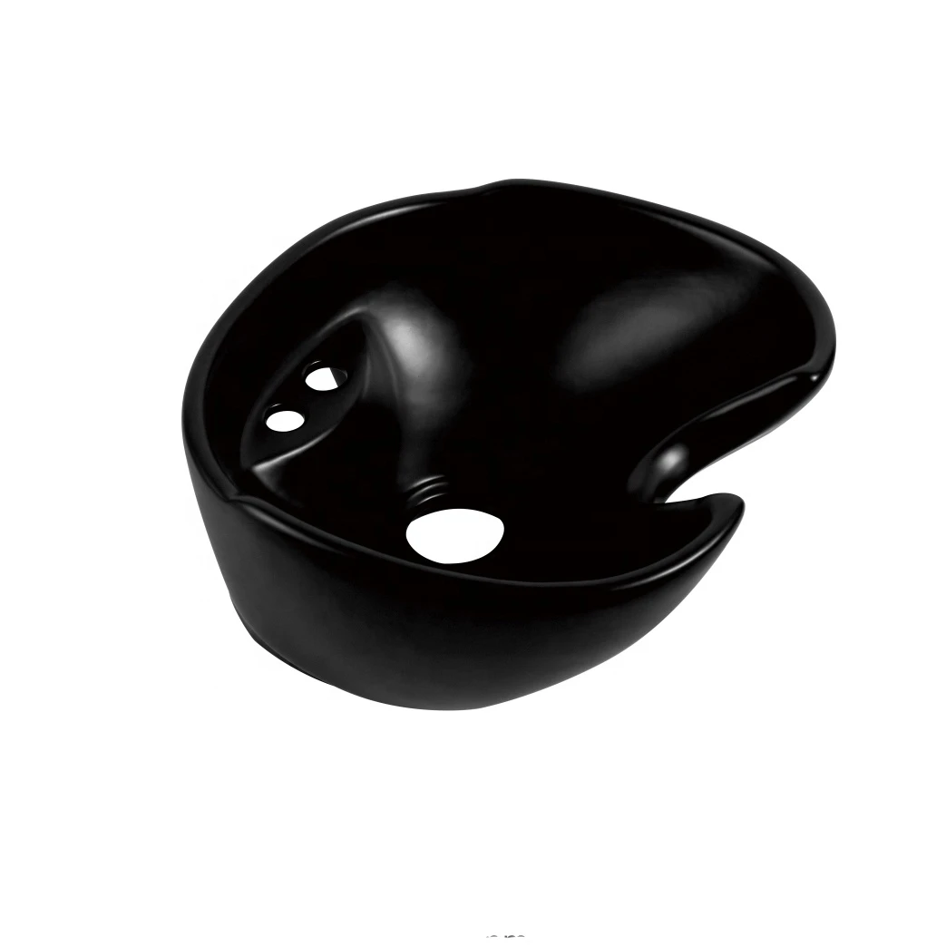 

Beauty Heart Shaped Heavy Duty Ceramic Wash Hair Basin Professional Shampoo Chair Accessories Black Shampoo Bowl