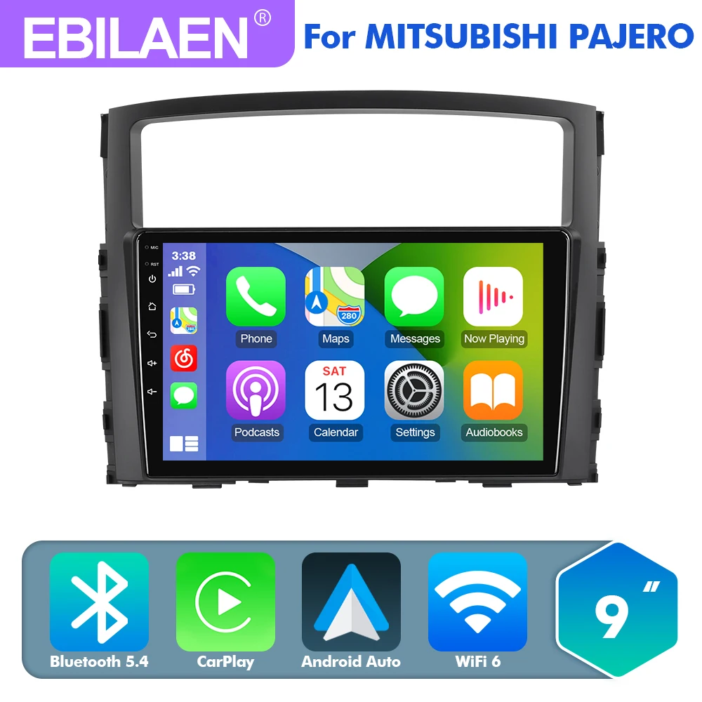 EBILAEN Android 13.0 Car Radio Multimedia For Mitsubishi PAJERO 4 2006 - 2014 GPS Navigation wireless Carplay 2din autoradio