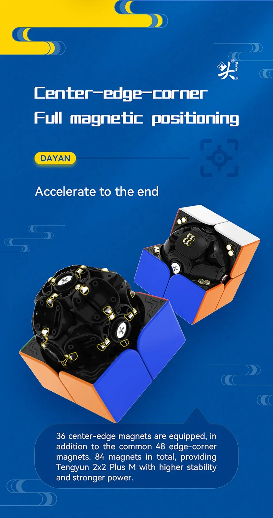 [Picube] DaYan TengYun Plus V2 2x2 Magnetic Magic Cube Professional TengYun Plus 2x2x2 Cubo Magico Puzzle Toy Educational Cube