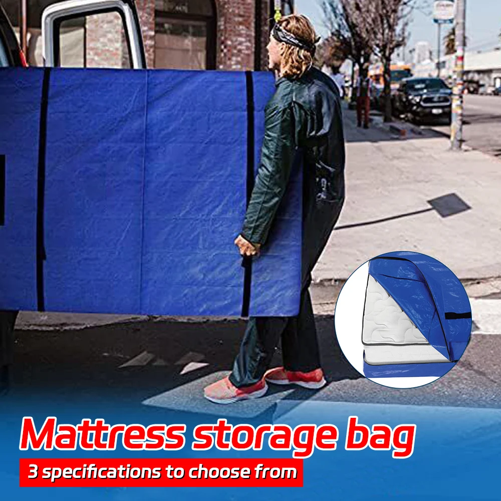 Mattress Bag for Moving and Storage Heavy Duty Tarp Reusable Mattress Storage Bag Easy Carry Travel Home Mattress Moving Cover