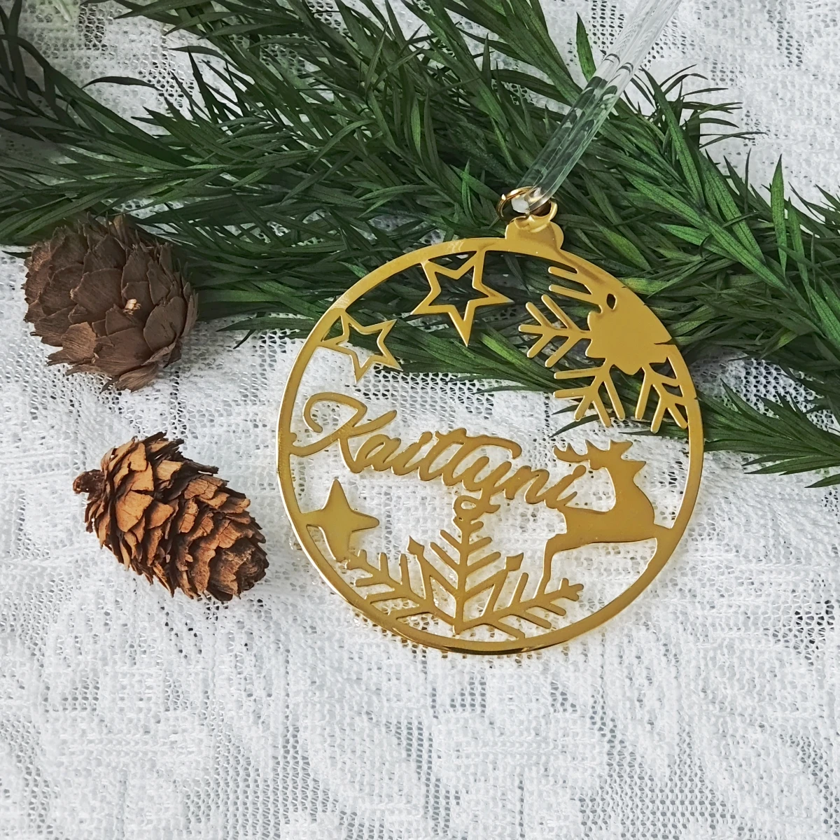 

Customized Stainless Steel Name Keychain Christmas Tree Decoration Festive Atmosphere Gift Family Keychain Christmas Gift