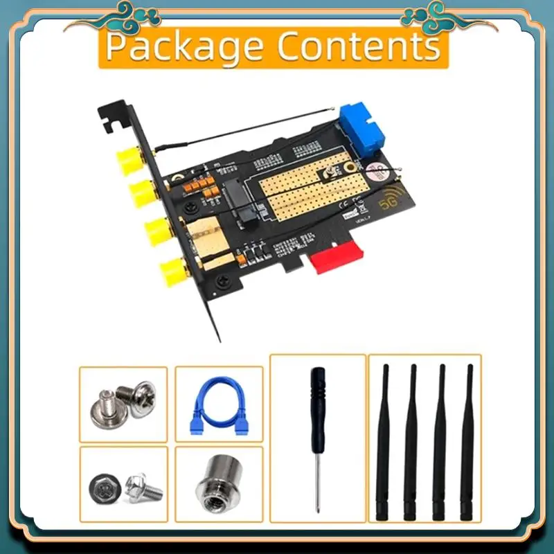 ABJG-M.2 Scheda adattatore scheda USB 3.0 e Pcie 5G Dual Bus 5G-WWAN chiave B, scheda adattatore desktop con 4 antenne Slot SIM Installazione semplice