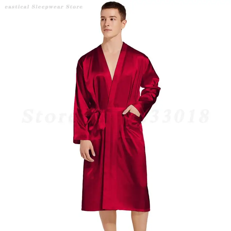 Groom's Wedding Morning Robe Nightgown Men's Solid Color Bathrobe Kimono Gown Loose Casual Sleepwear Groom Gift Home Clothes