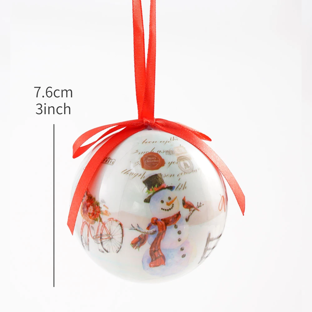 Set of 14pcs Christmas Decorations Balls White Santa Claus Snowman Hanging Ball Decoration for Xmas Tree Ornaments Gifts 8cm