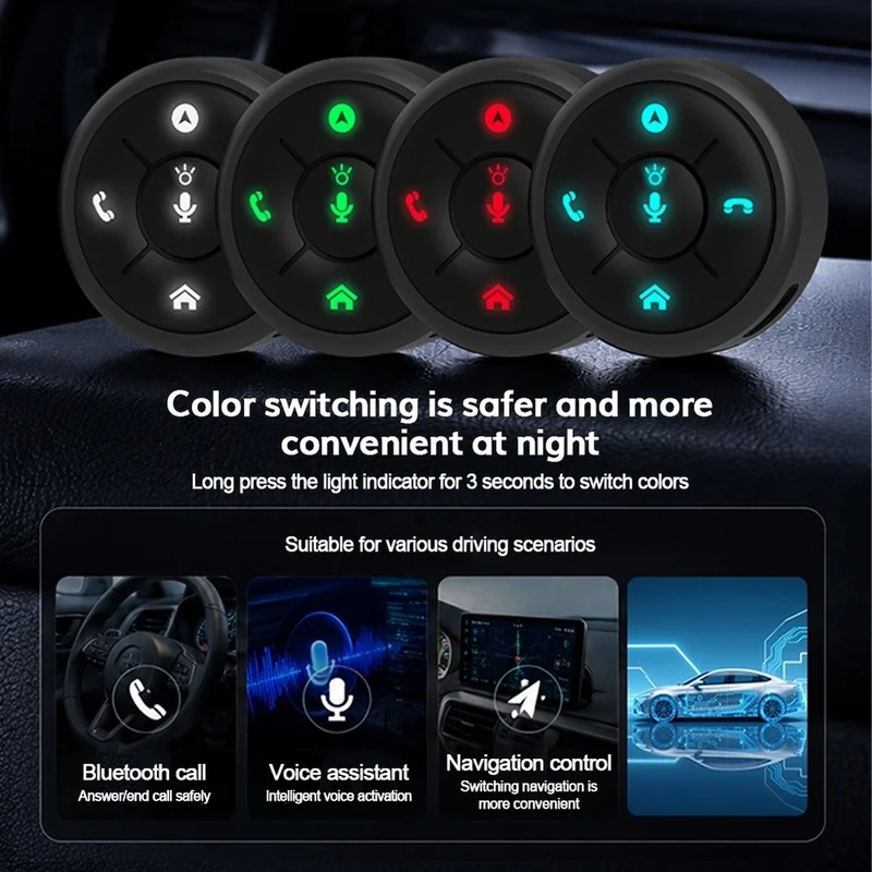 Super Sale Multi-Function Steering Wheel Control 10Keys 4 Color LED Remote Button for Car Multimedia DVD Radio Media Electronic