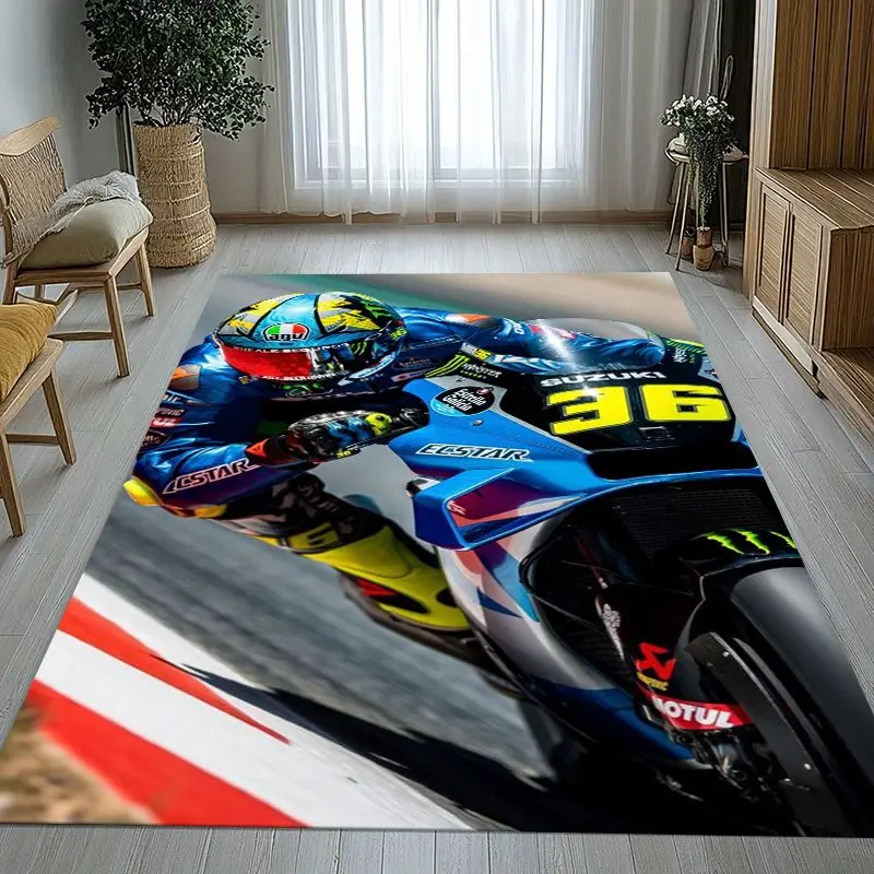 Vintage S-Suzuki Racing Biker Garage Moto Soft Non-Slip Large Area Rug for Living Room,Bedroom Carpet Mat for Sofa,Home Decor