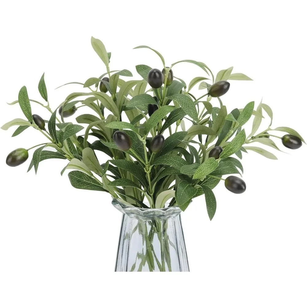 Einzelner Künstlicher Olivenzweig mit Früchten, Gefälschte Olivenblätter für Hochzeit, Garten, Landschaftsgestaltung, Wohnzimmer, Blumenarrangements, Heimdekoration – Detail 6