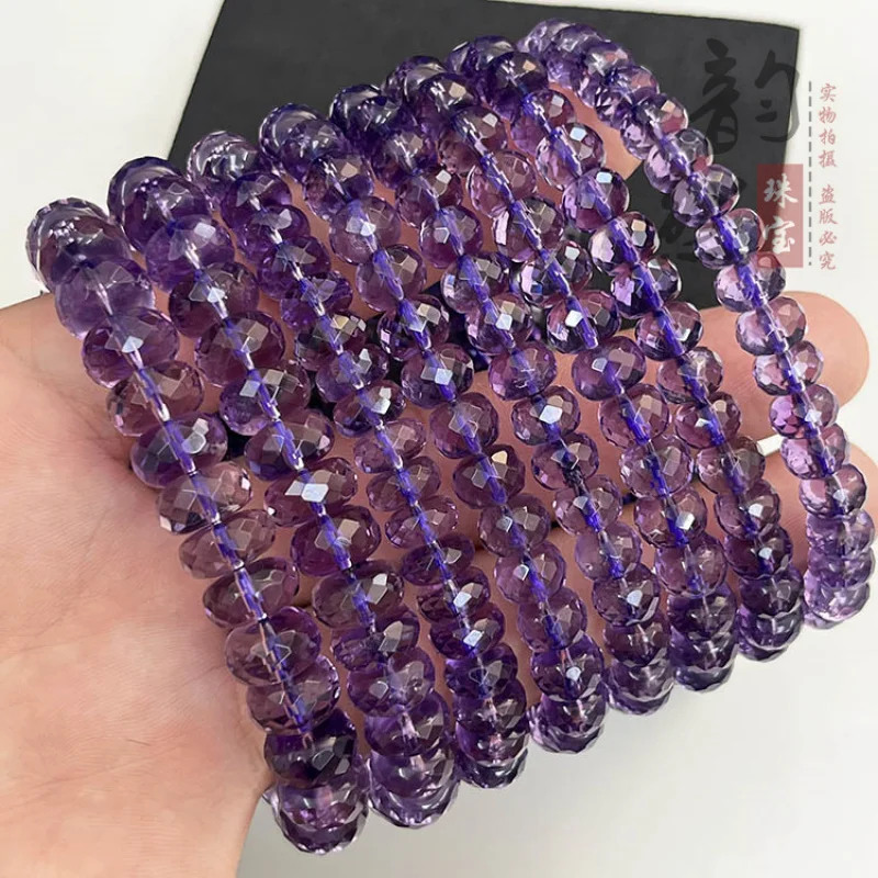 Natural disc bracelet Bolivian light amethyst separator faceted accessory beads