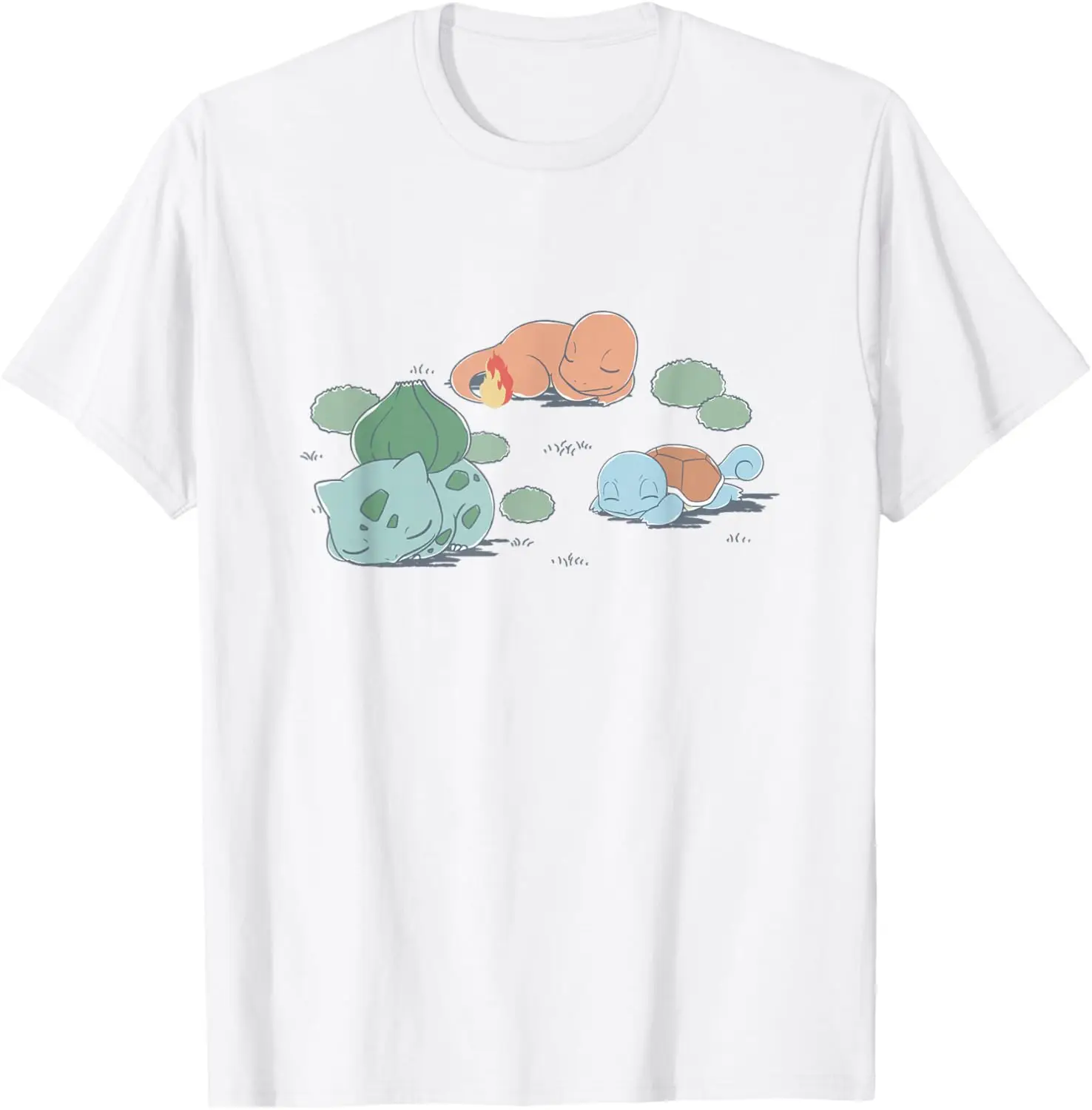 Pokémon Kanto Starters Taking A Nap Cute Retro Shot T-Shirt S-6XL