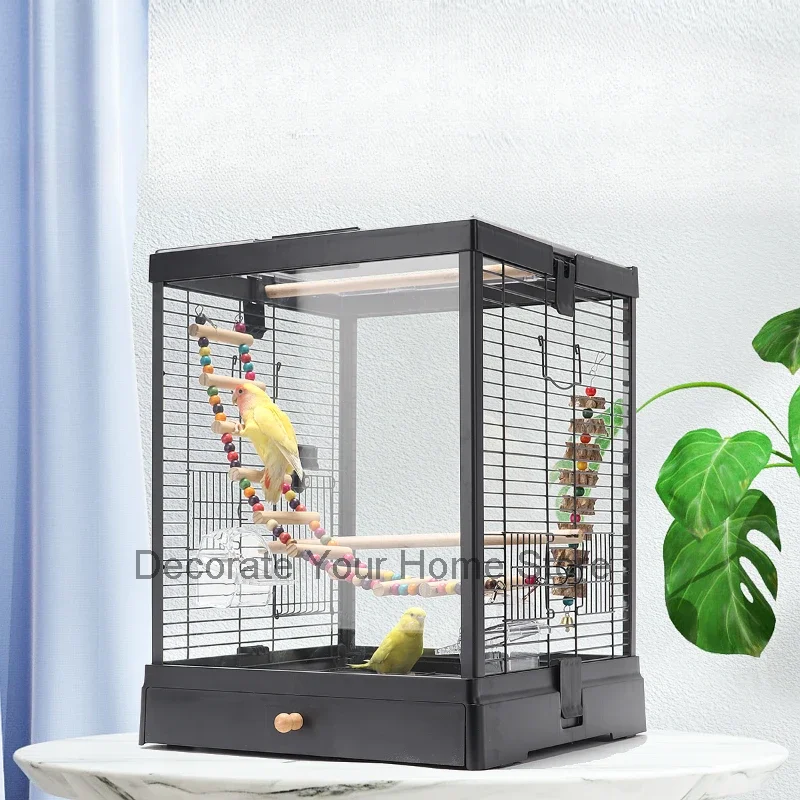 

Transparent Glass Bird Cages Budgie Breeding Outdoors Parrot Bird Cages Luxury Southe Park Vogelhaus Birds Supplies WZ50BC