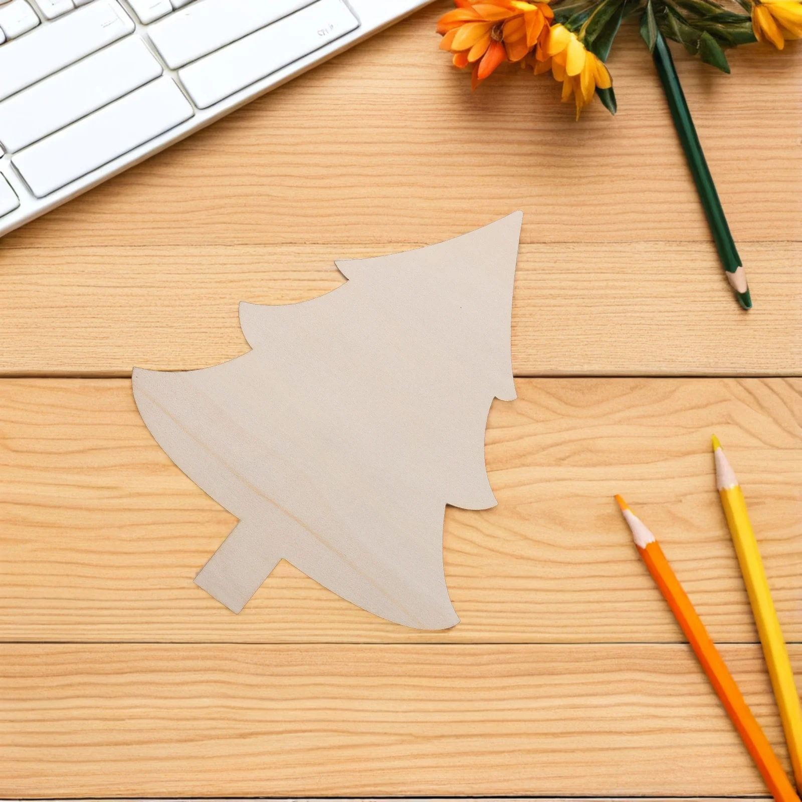 

8Pcs Christmas Tree Wooden Cutouts Unfinished Wood Slices Blank Craft Ornaments Kids Painting DIY Rustic Holiday Decor