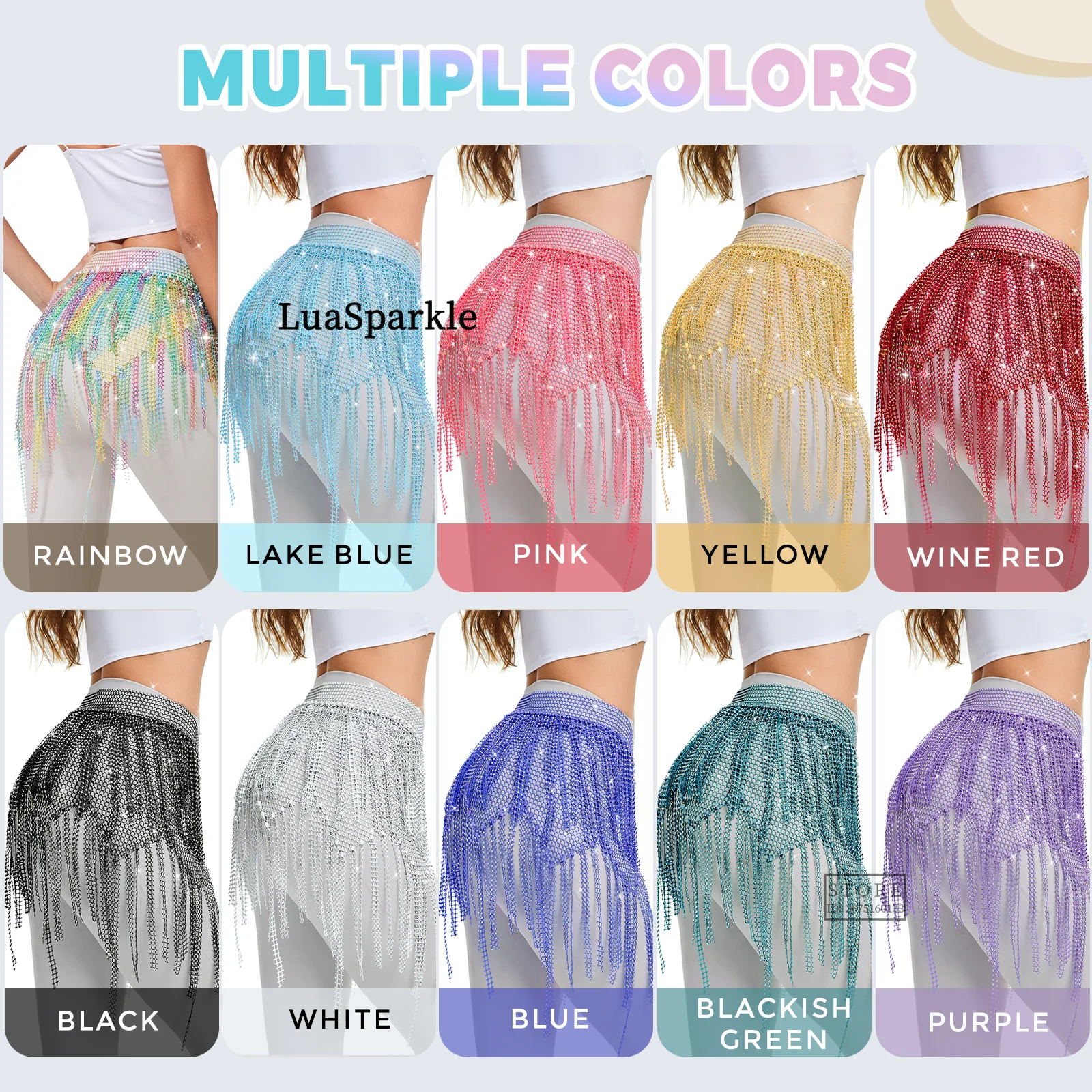 

Colorful Handmade Fringe Skirt Series - Glittering Hip Scarves, Mini Skirts, and Fashion Accessories