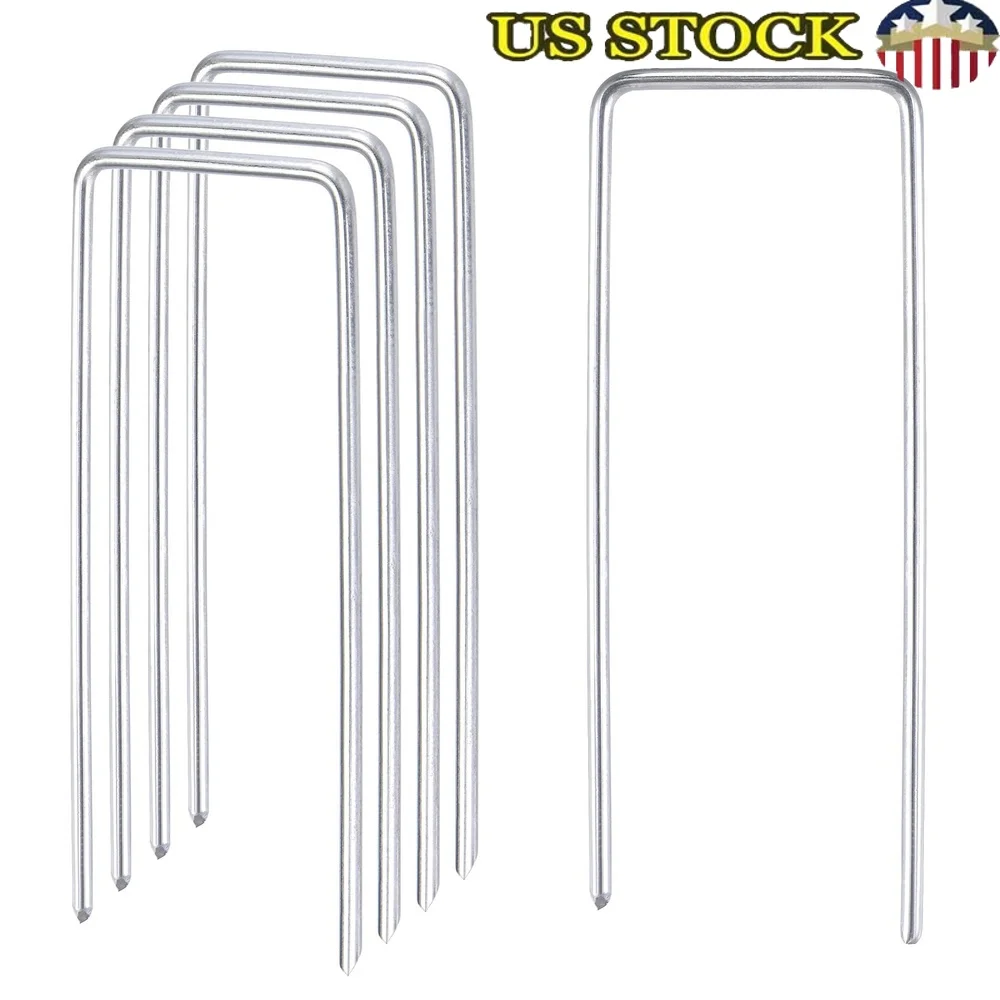 

Galvanized Garden Landscape Pins U-Shaped Rustproof Stakes Waterproof Durable Outdoor Lawn Tarp Geotextile Securing Projects