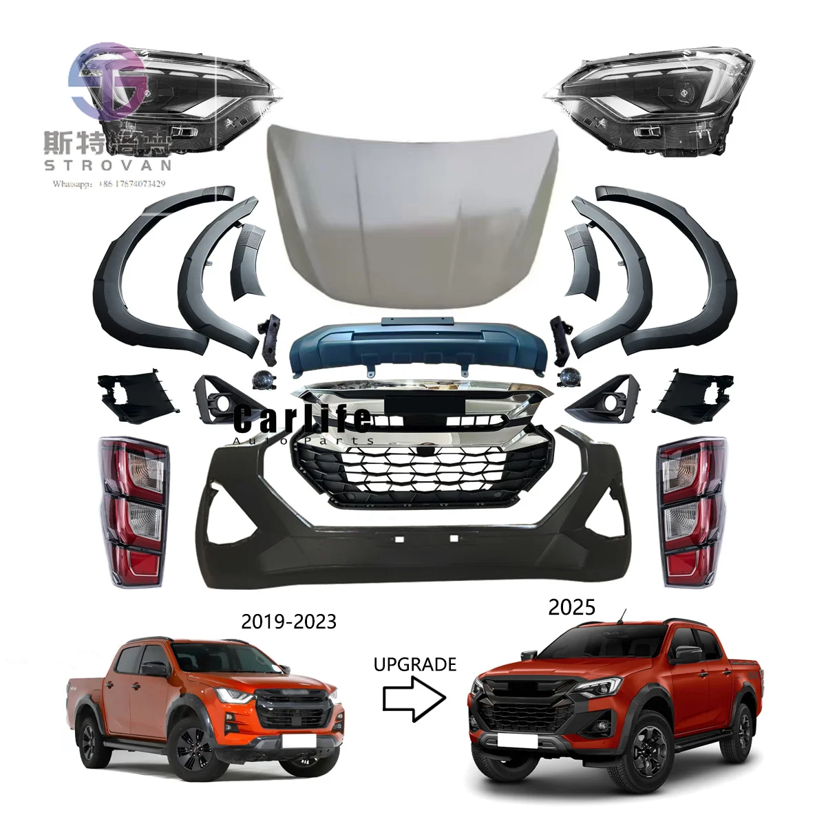 

Wholesale Hood Bumpers Body Kit for ISUZU 4X4 D-max 2019-2023 Facelift to 2025 V CROSS Style.