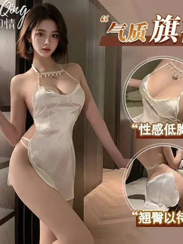 Nuovo stile cinese Puro desiderio Halter Cheongsam Profondo scollo a V Sexy Hot Jacquard Dress Elegante Moda Donna Top 2025 Nuove magliette XWU8