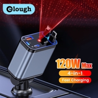Elough 4 in 1 Super Fast Charging Fully Compatible Car Charger Car Phone Charger Telescopic Cable for iphone 15/16 Samsung Charg