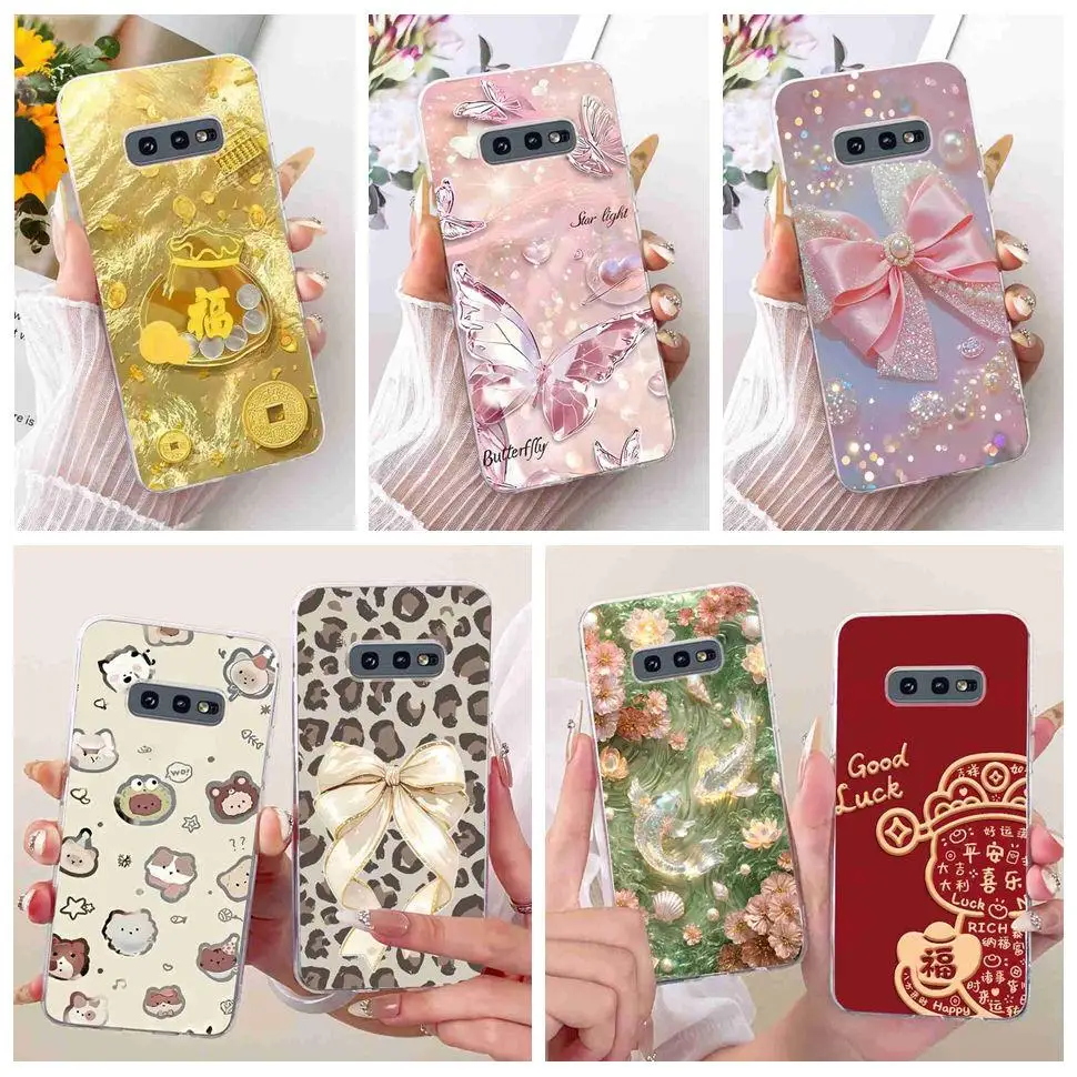 For Samsung Galaxy S10e SM-G970F Case Lovely Cartoon Animal Silicone TPU Clear Cover For Samsung S10e S10E Shockproof Cases