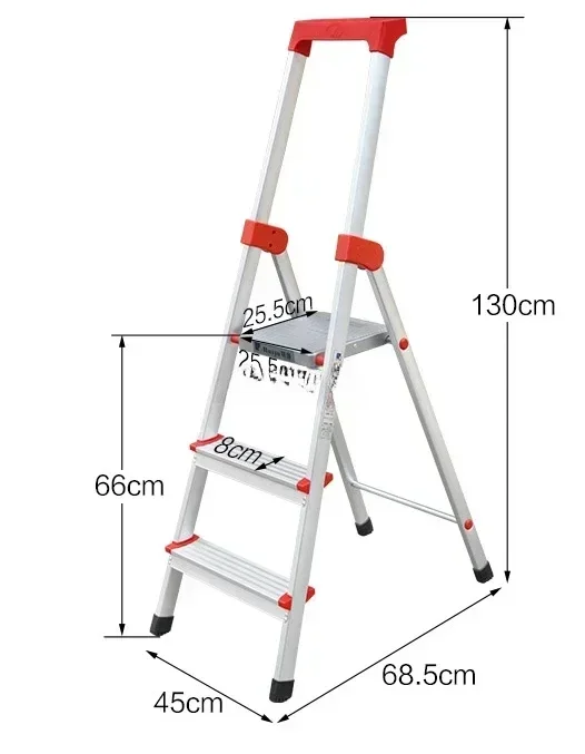 QQAluminum Alloy Lightweight Household Folding Ladder Thickened Multi-function Widened High Handrail