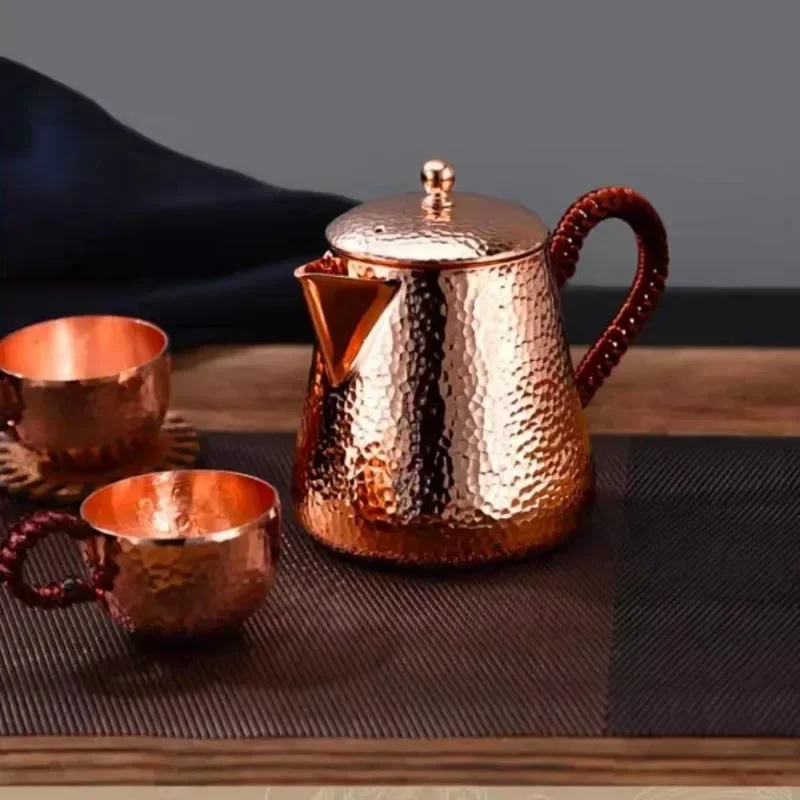 

Handmade Pure Copper Teapot Tea Kettle, Hammer Pattern, Kung Fu Tea Drinkware, Tableware
