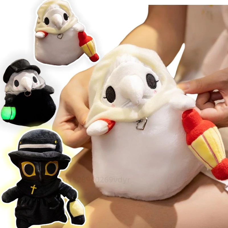 

Kawaii Halloween Black Crow Doctor Noctilucent Plush Toy Cartoon Luminous Crow Nurse Doctor Dolls Christmas Halloween Gifts