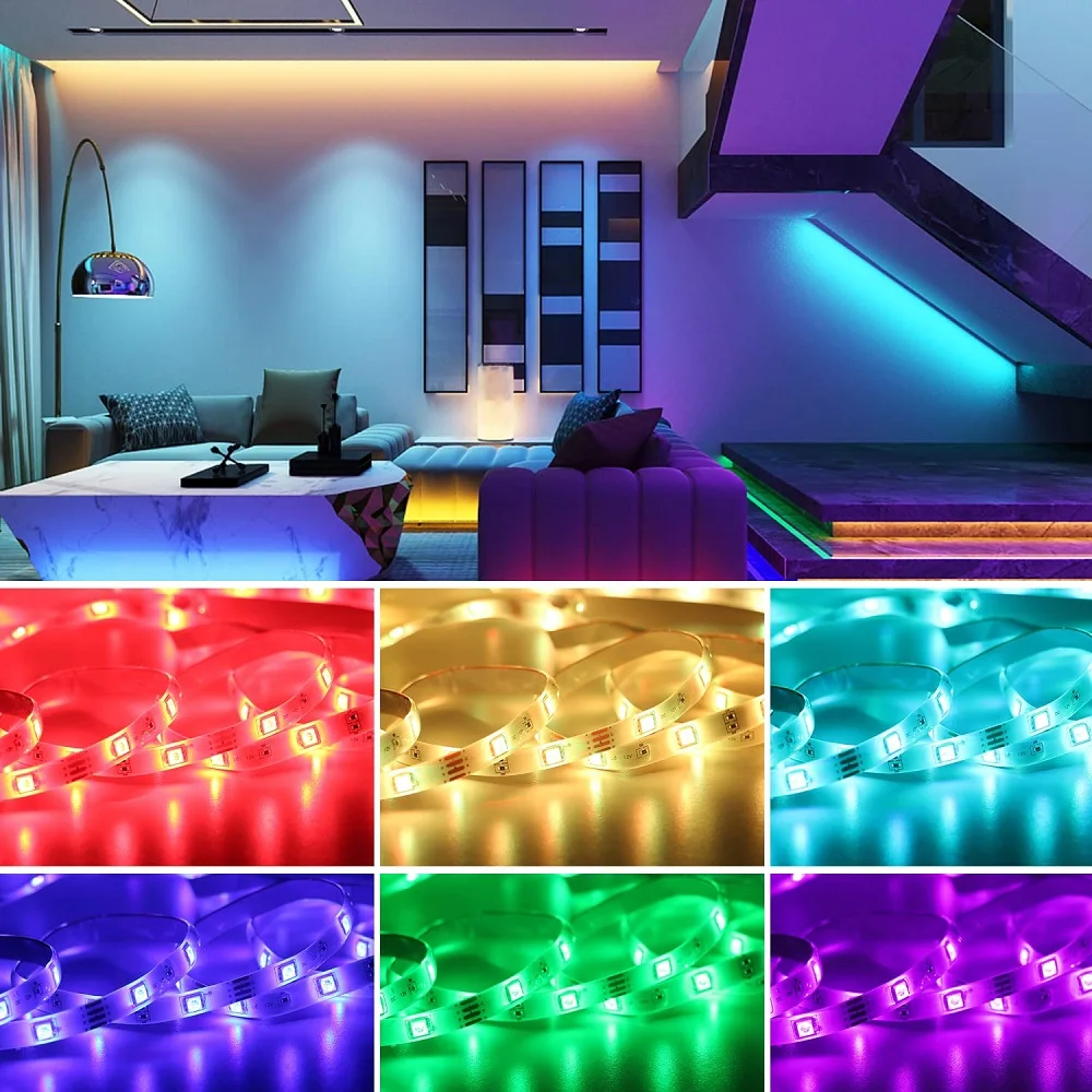 3M/3.28Ft-40M/131Ft LED Strip Lights APP Control Color Changing RGB Led Light Flexible Lamp Tape for Room Decoration