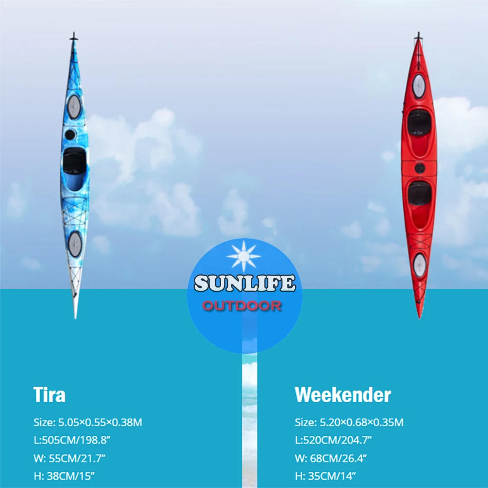 16ft 2-Person Sit-In Plastic Kayak, New Design Ocean Touring Canoe