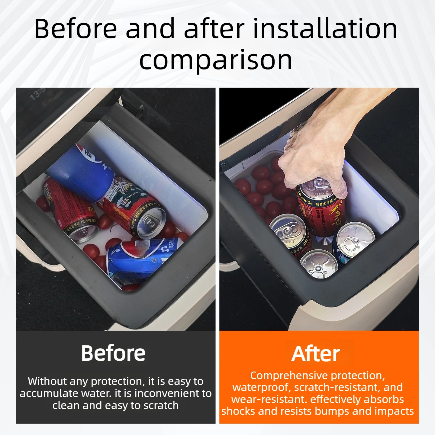 For Esteo Exlantix ET8 Exeed ET8 2026 2027 Rear Refrigerator Silicone Mat Storage Box Cup Holder Fixed Grid Anti Slip Pad