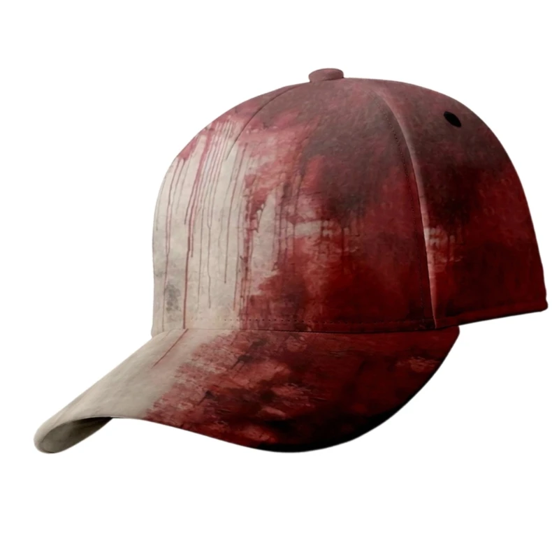 Novelty Bloody Halloween Caps with Adjustable Strap Scary Blood Printing Baseball Hat for Theme Party Masquerades Headwear