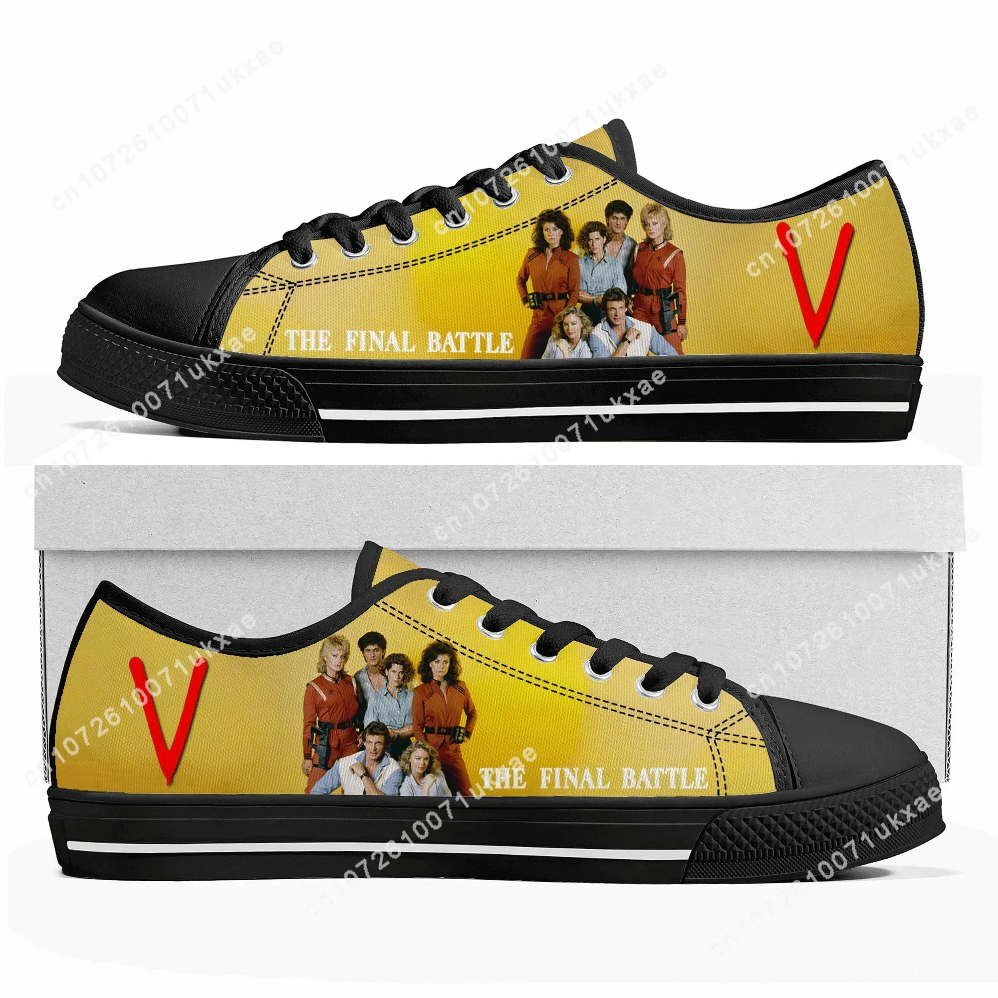 V 1984 TV series Low Top Sneakers Mens Womens Teenager High Quality Jane Badler Canvas Sneaker couple Casual Shoes Custom Shoe
