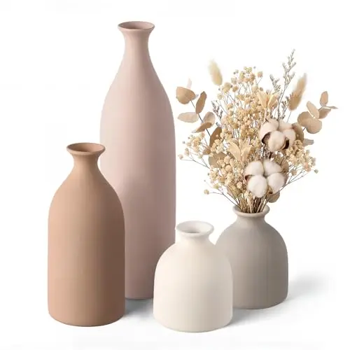 

Набор керамических ваз Dandat из 4 штук, современные декоративные керамические вазы, деревенский стиль, центральное украшение стола для фермерского дома, для букетов и пампсоглов