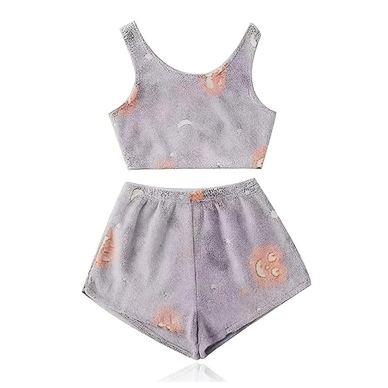 

Жуткий жилет, пижамный комплект, сезон Хэллоуина, широкие шорты, пижамный комплект, светящаяся нечеткая пижама без рукавов с принтом тыквы