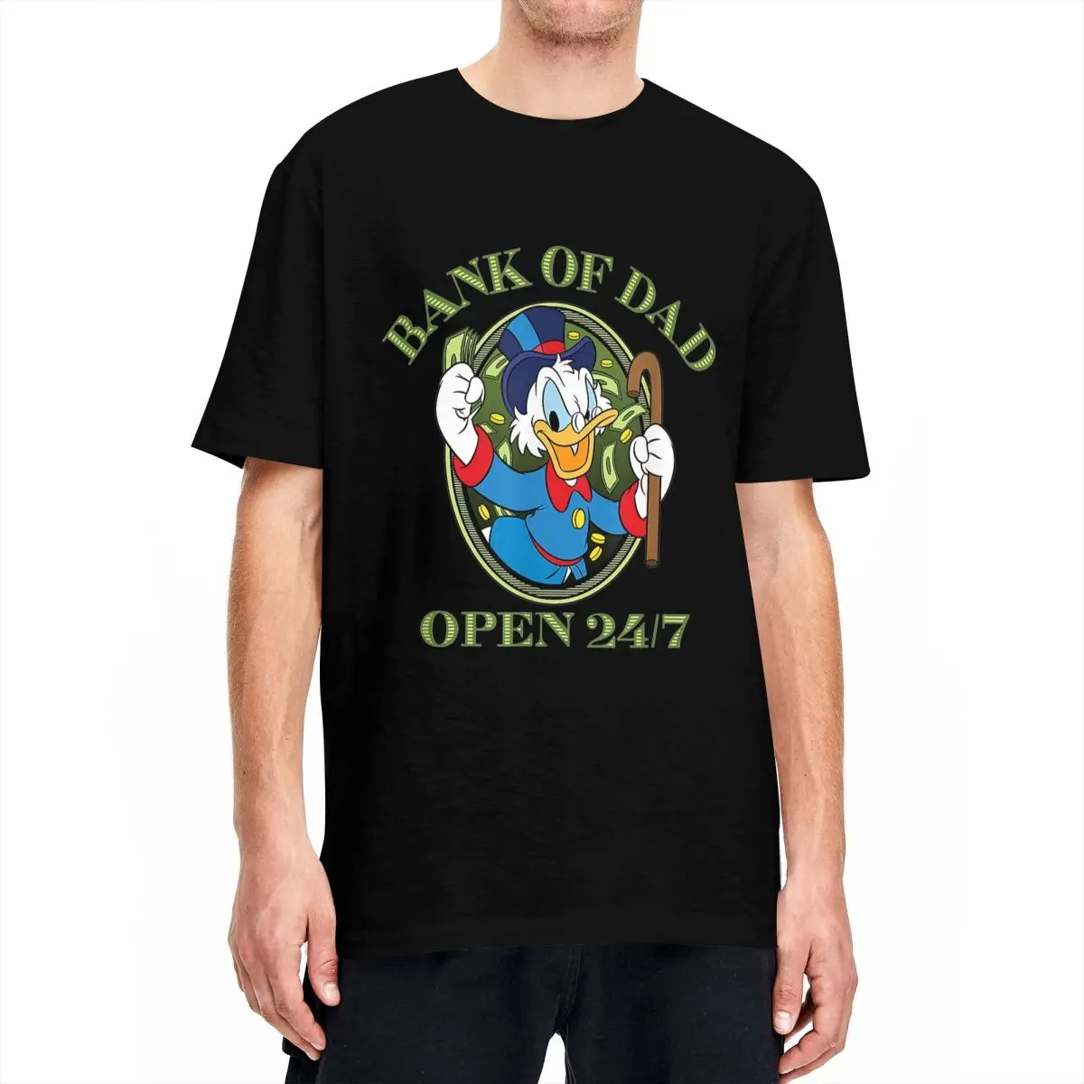 Men DuckTales Scrooge McDuck Bank Of Dad T-Shirts Donald Duck Cotton Tops Short-Sleeve T Shirt O Neck Tee Shirt Big Size