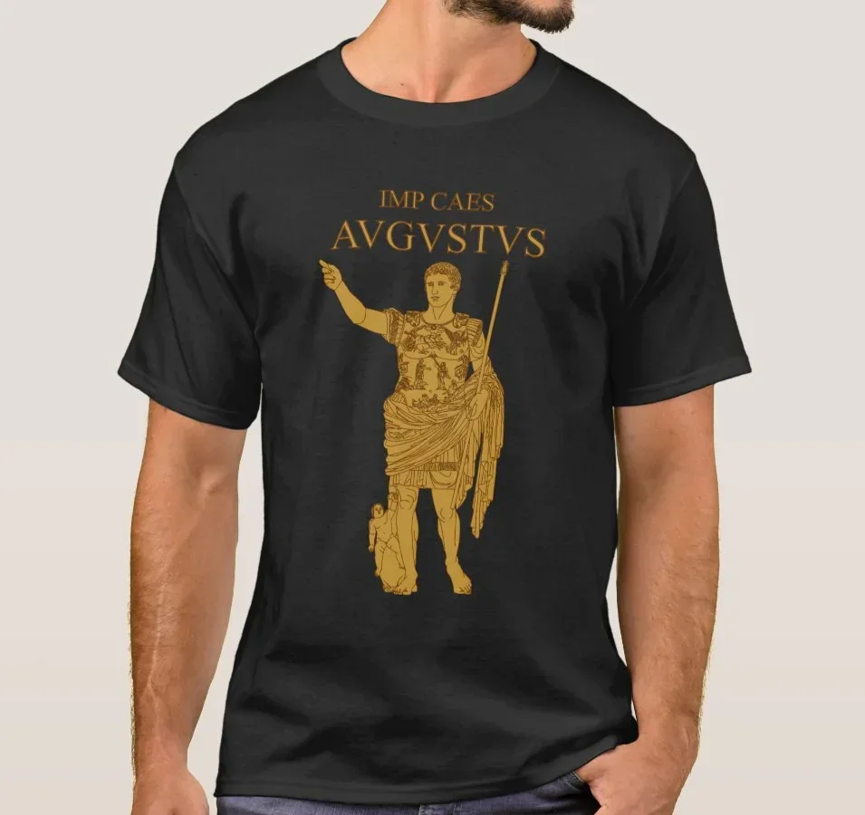 The Famous Roman Emperor Augustus Statue T-Shirt 100% Cotton O-Neck Summer Short Sleeve Casual Mens T-shirt Size S-3XL