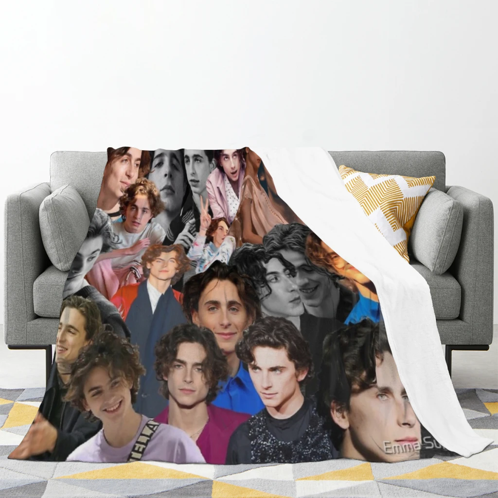 Timothee Chalamet collage Thin Blanket Fluffy Soft Bedroom Decor Sofa Blankets Comforter Home and Decoration Summer Blanket