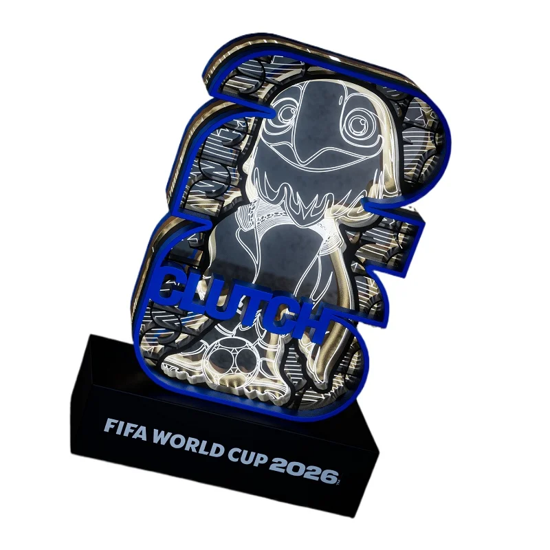 FIFA World Cup Clutch Mascot Theme Night Light Wooden Materials Bedside Home Decoration Unique Football Fans Souvenirs Present view 2