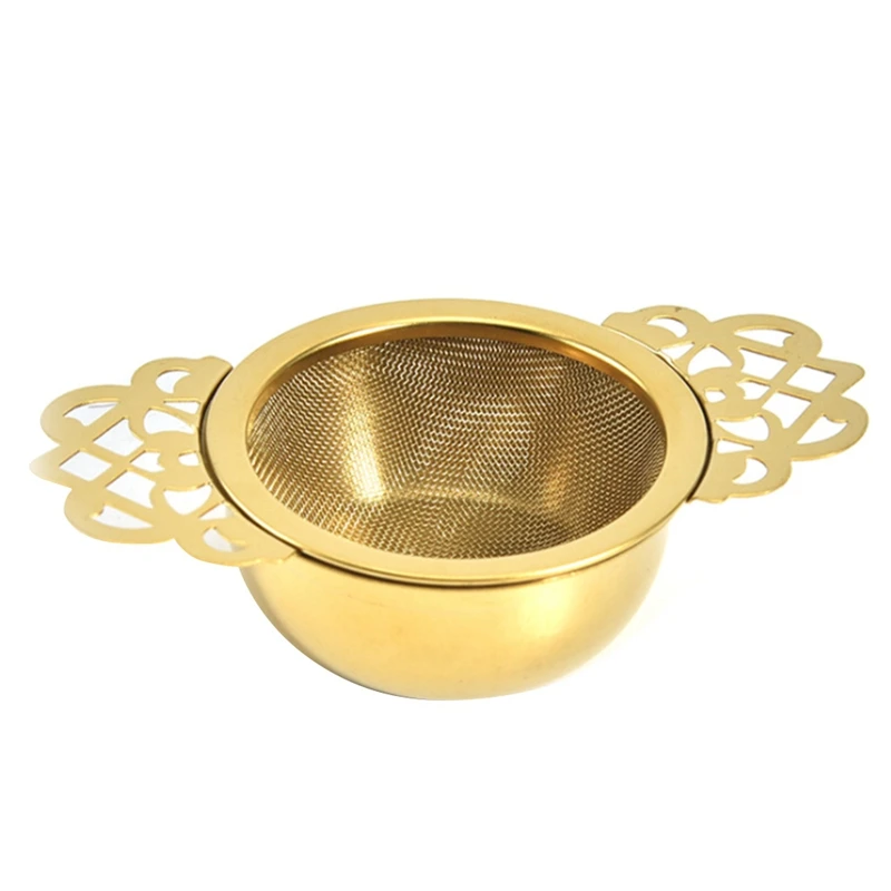 Saringan teh Stainless Steel, saringan teh Stainless Steel dengan mangkuk tetes tradisional, penyaring gantung, saringan teh logam