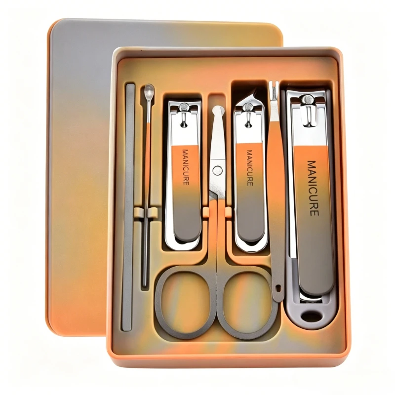 Complete 7 Pcs Set Manicure Kit Nail Clippers with Clippers Cuticle Pusher & Trimmer portable Gift For Women and Men