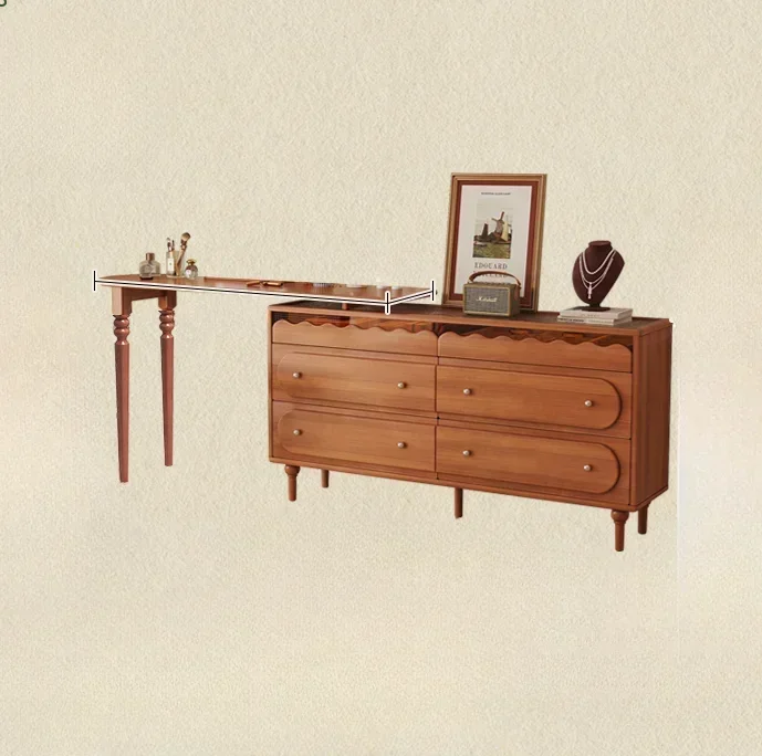 American-Style Solid Wood Corner Bedroom Simple Makeup Table Chest of Drawers