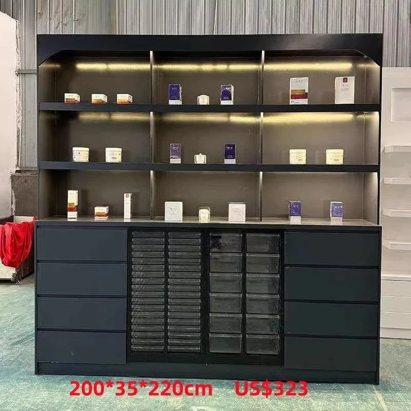 *Floor Cabinet Nail Polish Black Color Board Wall Cabinet Storage Side Cabinet 3