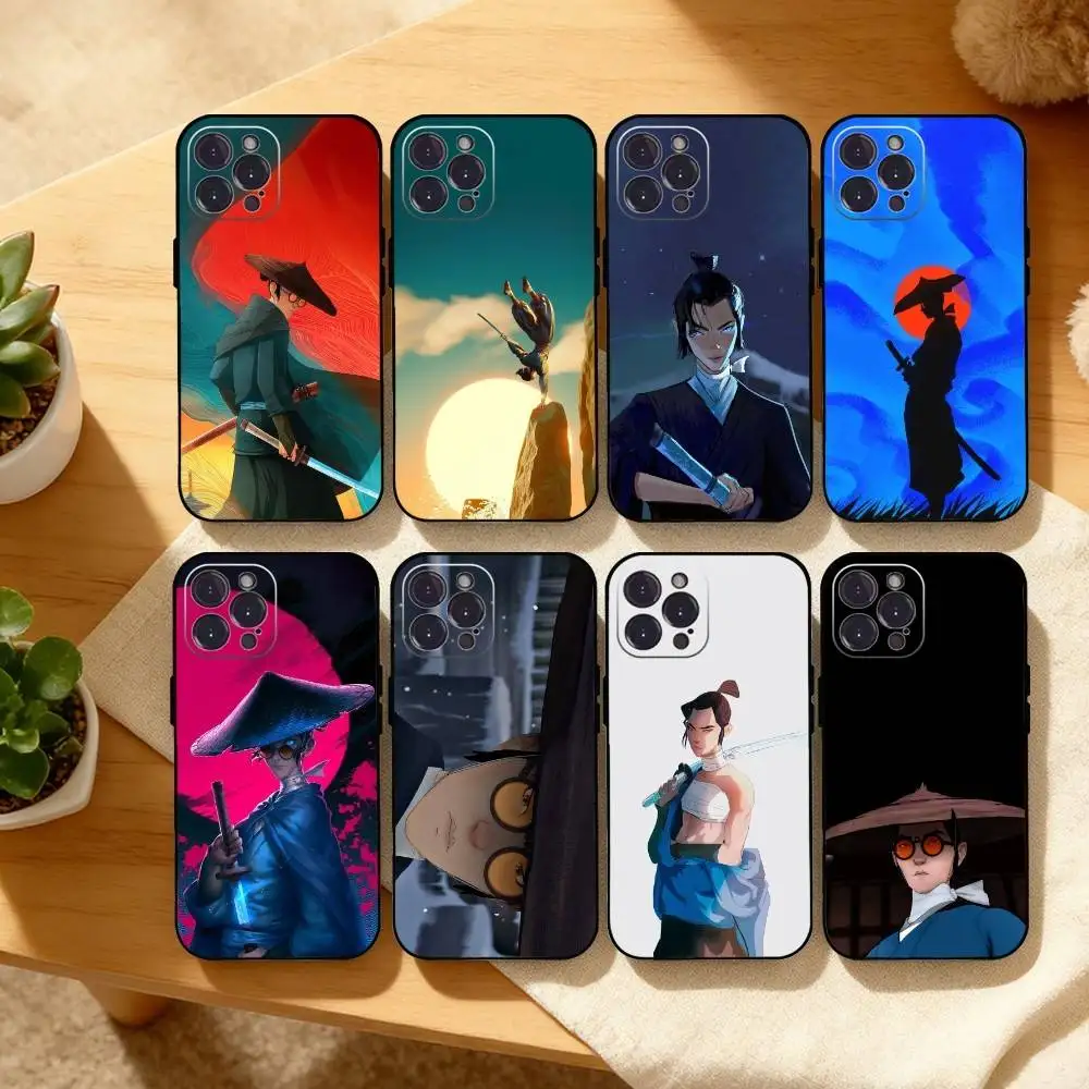 

Cartoon Blue E-Eye S-Samurai Phone Case For iPhone17 16 15 14 13 12 11 Pro Max Plus,5G Soft Black Case