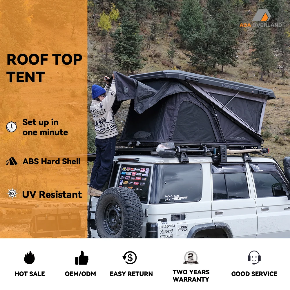 130/155cm Large Space ABS Shell Z Type Car Tent Light Weight Roof Top Tent With Inflatable Mattress