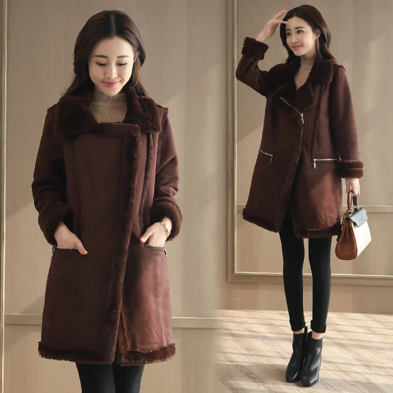 Cotton-padded women's mid-length Korean version 2022 new winter warm coat deerskin velvet lamb wool thickened padded jacket